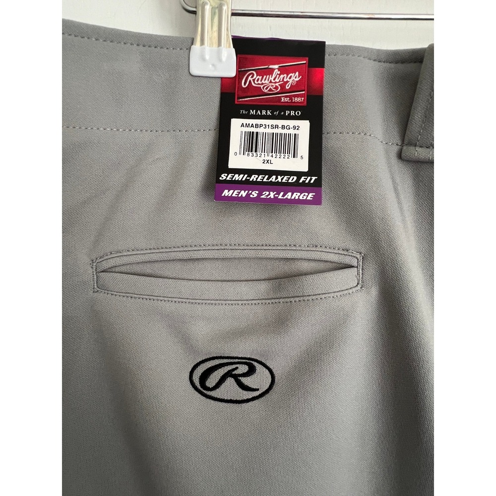 Rawlings Mens 2XL Baseball Pants NWT Gray Semi-Relaxed Fit Pro-Dri Softball - Picture 1 of 9